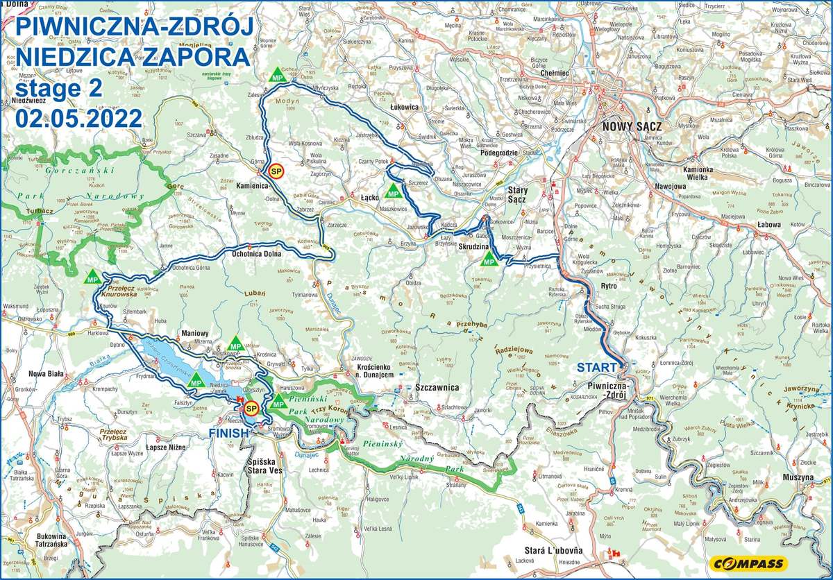 mapa z trasą II etapu wyścigu - zródło Facebook organizatora