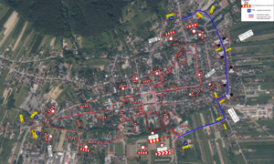 mapa ze zmianami w organizacji ruchu w związku z biegiem nocnym św. kingi