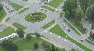 Widok z drona  na rondo Solidarności w Nowym Sączu