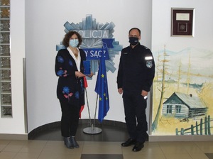 Komendant z Przewodniczącą Rady Miasta Nowego Sącza