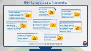 grafika z poradami jak bezpiecznie korzystać z Internetu