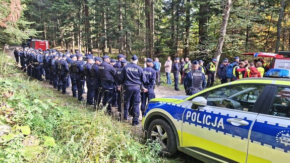 policjanci i przedstawiciele innych służb podczas poszukiwań