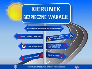 ulotka informacyjna- kierunek bezpieczne wakacje
