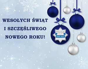 bombki, napis Wesołych Świąt i szczęśliwego Nowego Roku