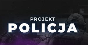 kadr z czołówki programu - napis PROJEKT POLICJA,