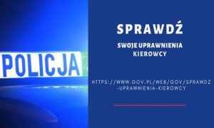 niebieskie tło, napis policja i adres strony gov.pl