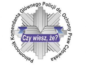 logo - policyjna odznaka z napisem &#039;Czy wiesz, że&#039;; wokół napis Pełnomocnik Komendanta Głównego Policji ds. Ochrony Praw Człowieka